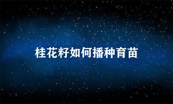 桂花籽如何播种育苗