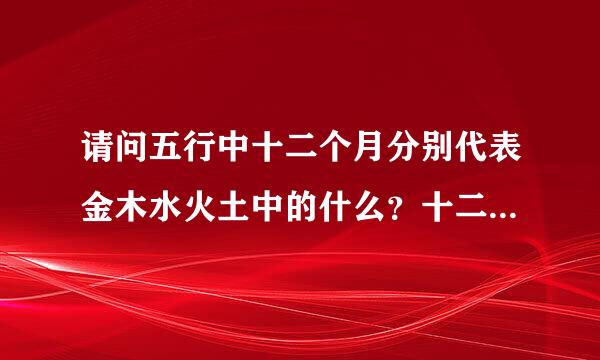 请问五行中十二个月分别代表金木水火土中的什么?十二属相分别代表金木水火土中的什么