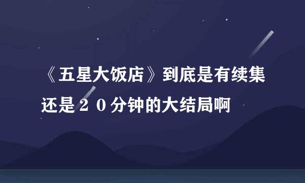《五星大饭店》到底是有续集还是20分钟的大结局啊