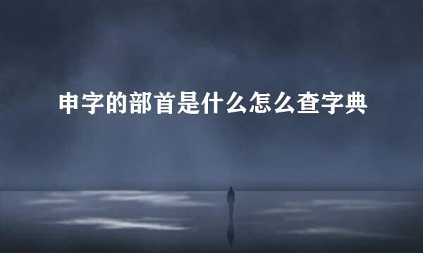 申字的部首是什么怎么查字典