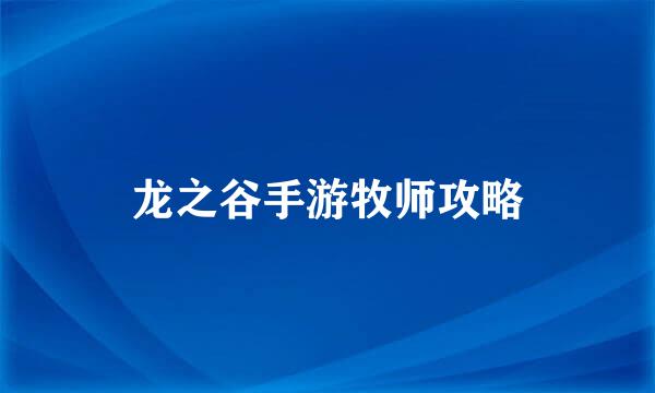 龙之谷手游牧师攻略