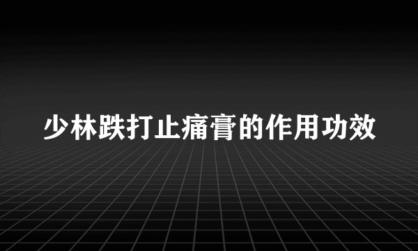 少林跌打止痛膏的作用功效