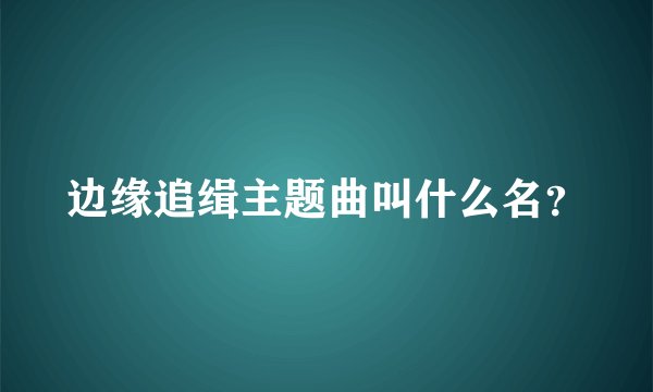 边缘追缉主题曲叫什么名？