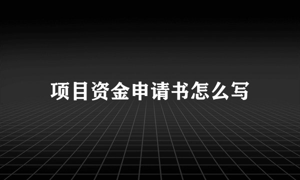 项目资金申请书怎么写