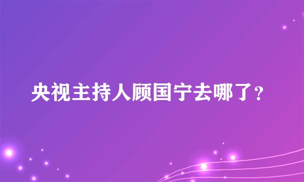 央视主持人顾国宁去哪了？