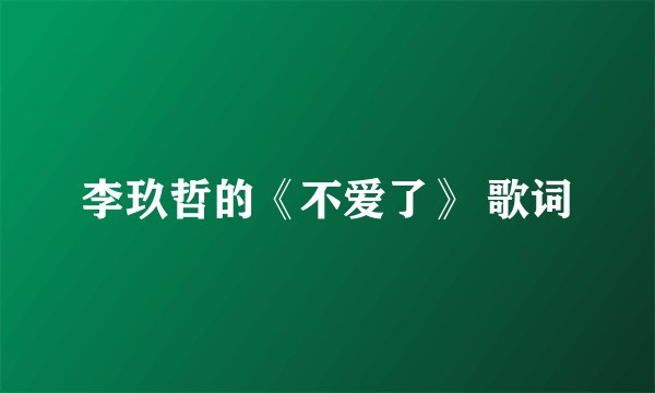李玖哲的《不爱了》 歌词
