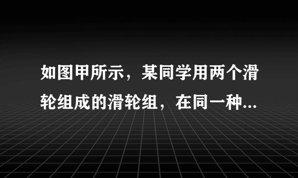 如图甲所示，某同学用两个滑轮组成的滑轮组，在同一种绕绳方式下匀速提升不同质量的重物
