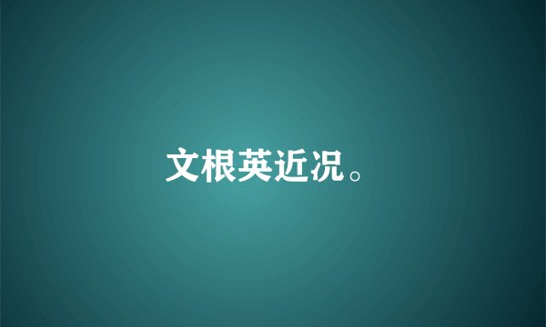 文根英近况。