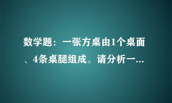 数学题:一张方桌由1个桌面、4条桌腿组成。请分析一下,无分析者无分。加油哟