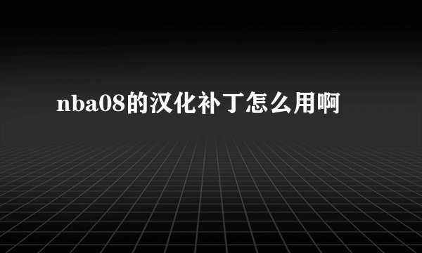nba08的汉化补丁怎么用啊
