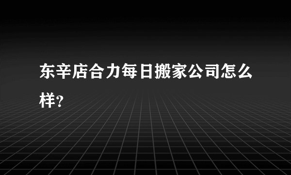 东辛店合力每日搬家公司怎么样？