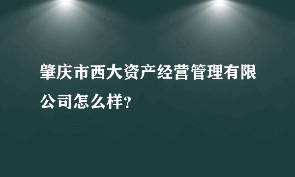 肇庆市西大资产经营管理有限公司怎么样?