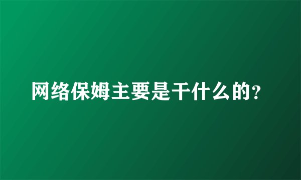 网络保姆主要是干什么的？