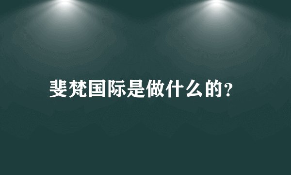 斐梵国际是做什么的？