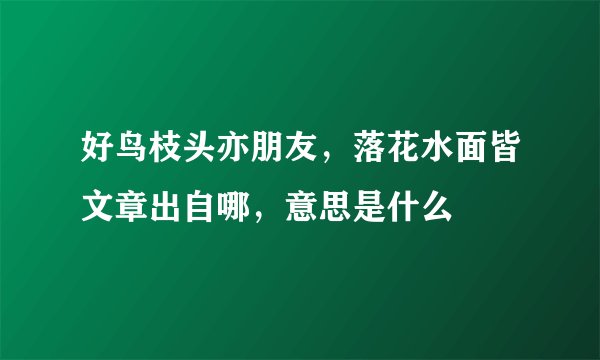 好鸟枝头亦朋友，落花水面皆文章出自哪，意思是什么
