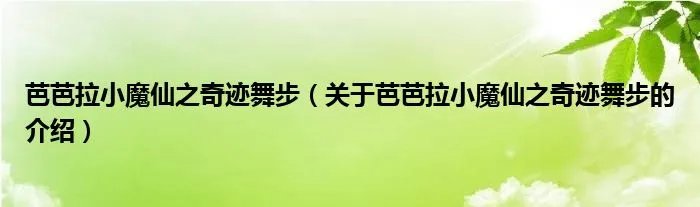 芭芭拉小魔仙之奇迹舞步（关于芭芭拉小魔仙之奇迹舞步的介绍）