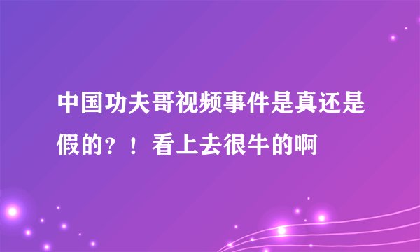 中国功夫哥视频事件是真还是假的?!看上去很牛的啊