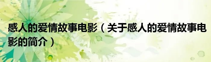 感人的爱情故事电影（关于感人的爱情故事电影的简介）