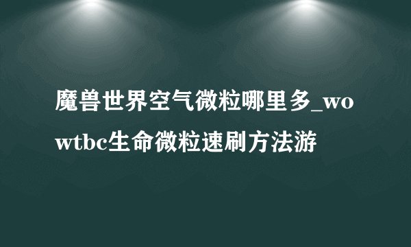 魔兽世界空气微粒哪里多_wowtbc生命微粒速刷方法游
