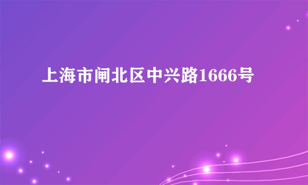 上海市闸北区中兴路1666号
