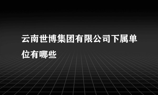 云南世博集团有限公司下属单位有哪些