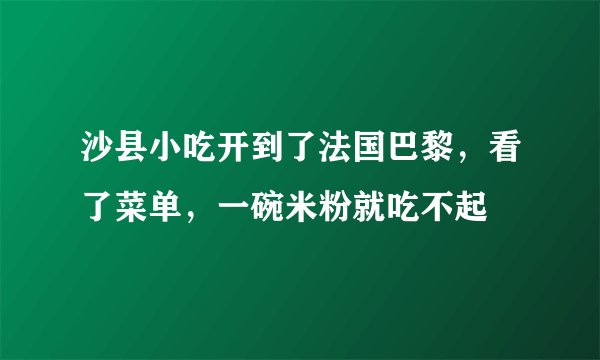 沙县小吃开到了法国巴黎，看了菜单，一碗米粉就吃不起