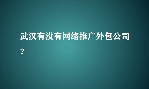 武汉有没有网络推广外包公司？