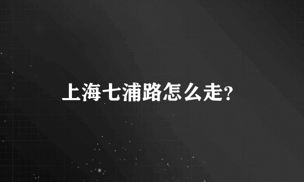 上海七浦路怎么走？