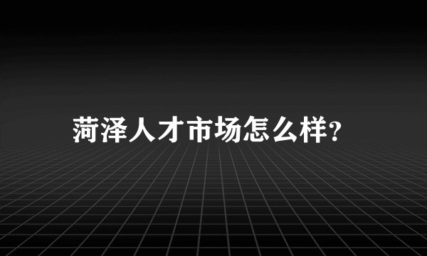 菏泽人才市场怎么样？
