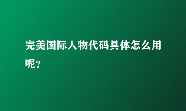 完美国际人物代码具体怎么用呢？