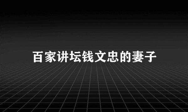 百家讲坛钱文忠的妻子