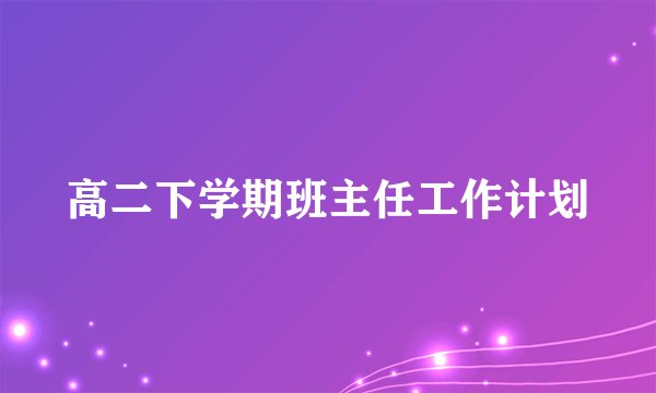 高二下学期班主任工作计划