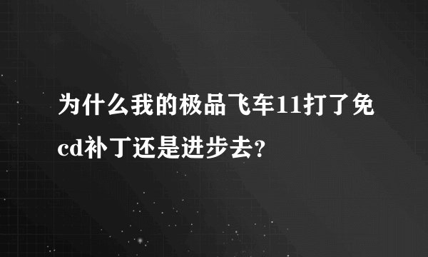 为什么我的极品飞车11打了免cd补丁还是进步去？
