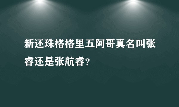 新还珠格格里五阿哥真名叫张睿还是张航睿？