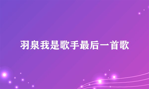 羽泉我是歌手最后一首歌