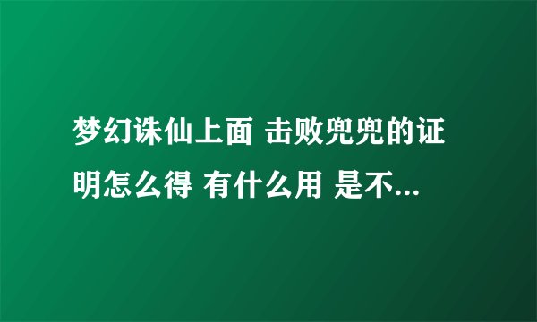 梦幻诛仙上面 击败兜兜的证明怎么得 有什么用 是不是击败后就可以御剑飞行了