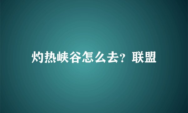 灼热峡谷怎么去？联盟