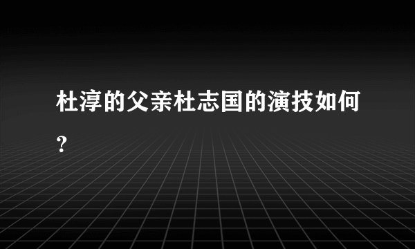 杜淳的父亲杜志国的演技如何？