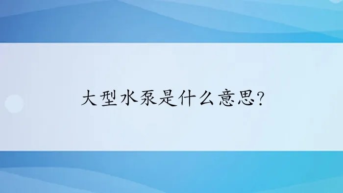 大型水泵是什么意思?