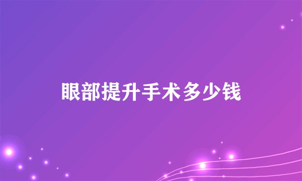 眼部提升手术多少钱