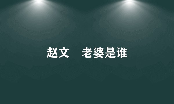 赵文瑄老婆是谁