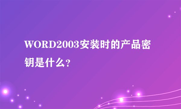 WORD2003安装时的产品密钥是什么？