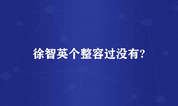 徐智英个整容过没有?
