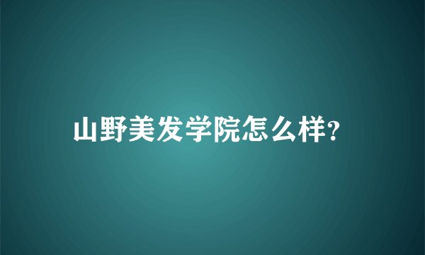 山野美发学院怎么样？