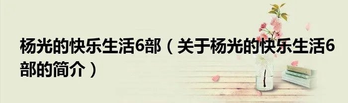 杨光的快乐生活6部（关于杨光的快乐生活6部的简介）