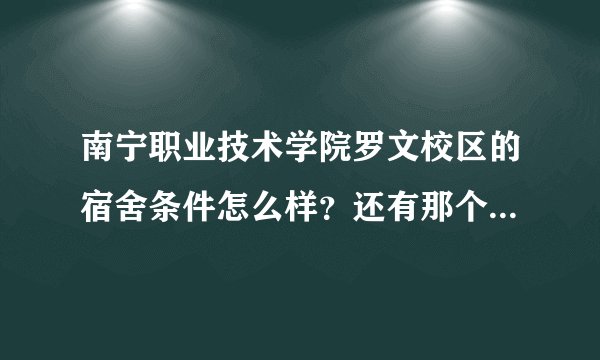南宁职业技术学院罗文校区的宿舍条件怎么样?还有那个学校的风气怎么样?