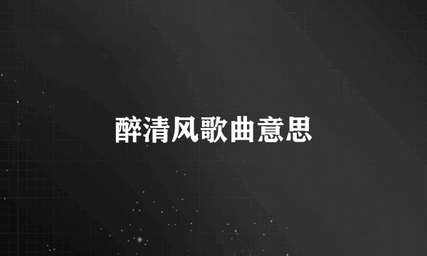 醉清风歌曲意思