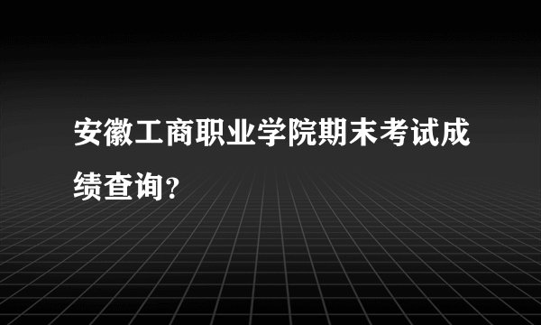 安徽工商职业学院期末考试成绩查询？