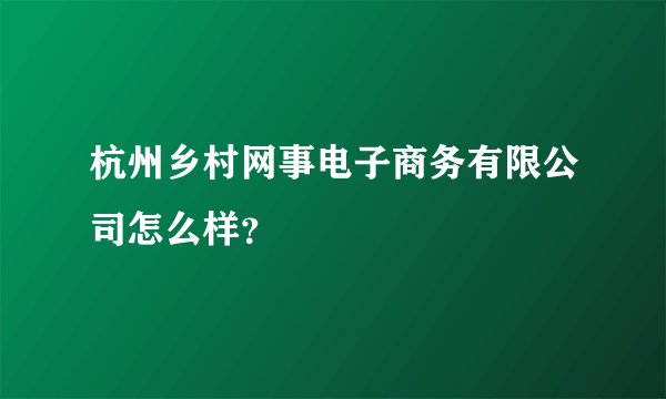 杭州乡村网事电子商务有限公司怎么样？