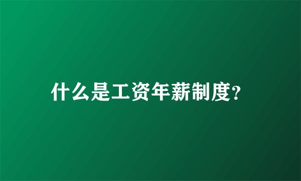 什么是工资年薪制度？
